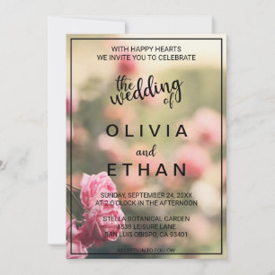 Invitación Elegante Moda Rosa Rosa Blossom Boda Floral