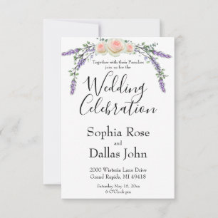 Invitación Elegante moda rosa rosa rosa rosa Lavander Eucalyp