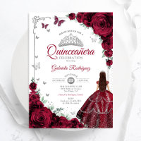 Elegante Moda Rosas de Borgoña Floral Quinceanera