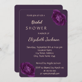 Invitación Elegante Moda Rosas púrpura ducha de novia