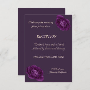 Invitación Elegante Moda Rosas púrpura Recepción de bodas