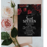 Invitación Elegante Moda Roses Rojos Dulce negro 16<br><div class="desc">Moderno,  moda y glamuroso Sweet 16 con rosas rojas sobre fondo negro.</div>