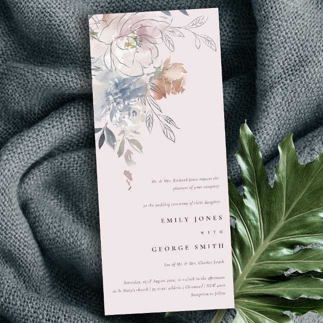 Invitación Elegante Moda Rubor Watercolor Floral Boda (Subido por el creador)