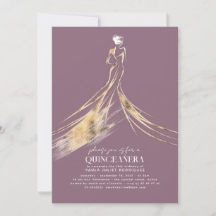 Invitación Elegante Moda sofisticada Mauve QUINCEAÑERA
