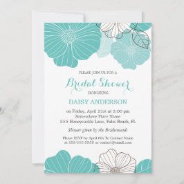Invitación Elegante Moda Turquesa Verde Floral Bridal Ducha