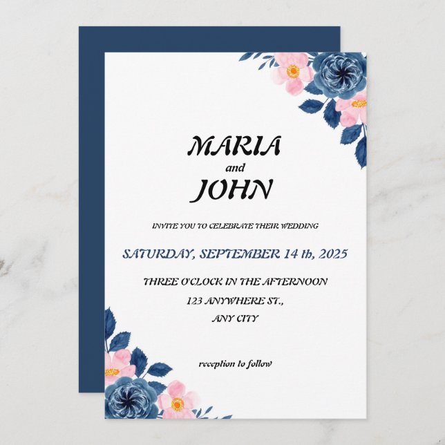 Invitación Elegante Moda Única Romántico Clásico Minimalista (Anverso / Reverso)