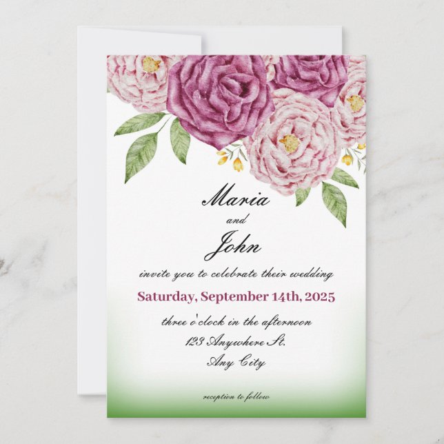 Invitación Elegante Moda Única Romántico Clásico Minimalista (Anverso)