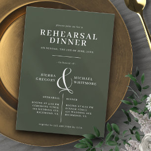 Invitación Elegante Moda Verde Forestal Cena de Ensayos Forma