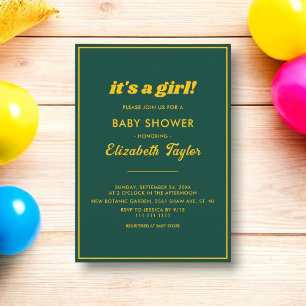 Invitación Elegante Moda Verde Y Dorado Baby Shower De Lujo