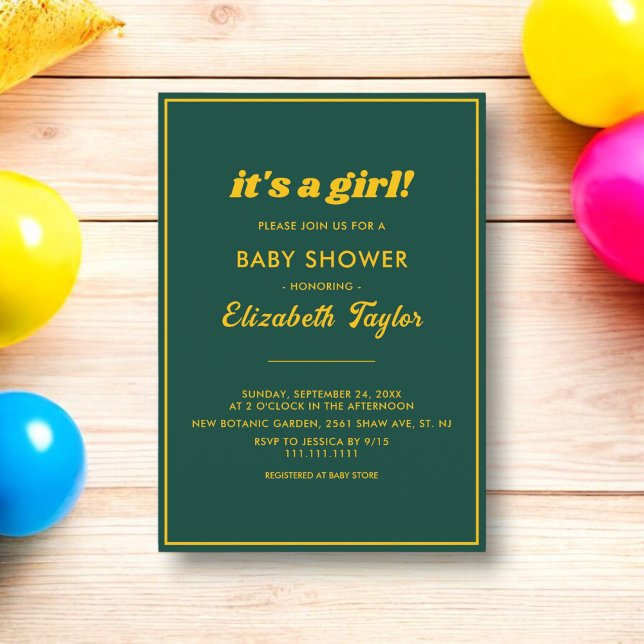Invitación Elegante Moda Verde Y Dorado Baby Shower De Lujo (Subido por el creador)
