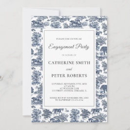 Invitación Elegante Moda Vintage Blue Horse Toile Francés