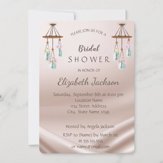 Invitación Elegante Moda Wind Chimes Bridal Shower (Anverso)