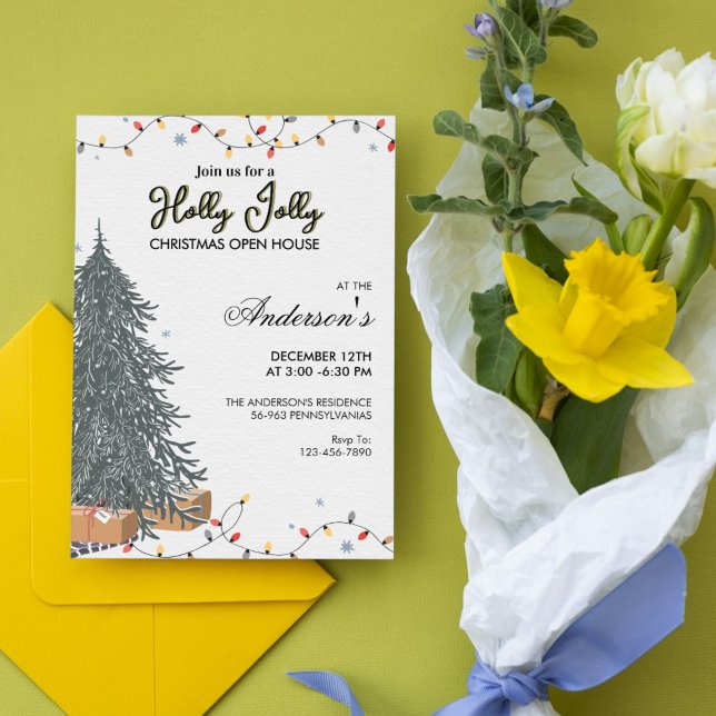 Invitación elegante moderna a cuadros para fiesta  (Elegant Modern Plaid Christmas Party Invitation)