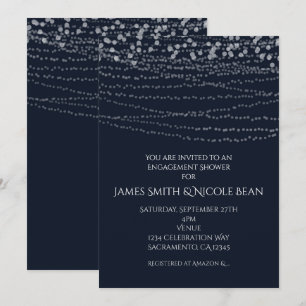 Invitación Elegante Moderna Cadena de Luces Celebración Azul