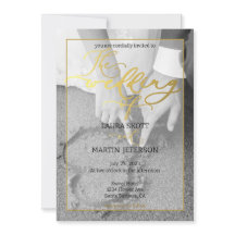 Invitación elegante moderna en negro y dorado
