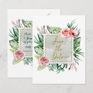 Invitación elegante moderna floral para guardar la