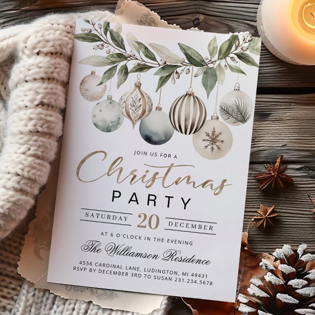 Invitación elegante moderna retro para fiesta de N (Elegant Modern Retro Christmas Party Invitation)