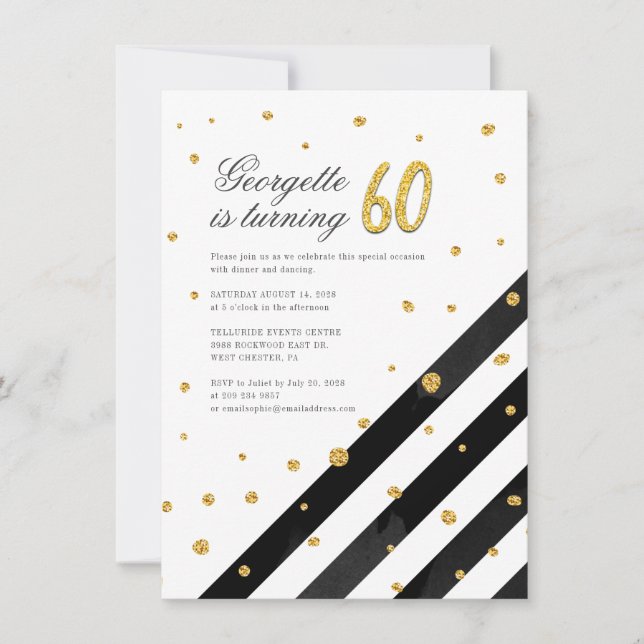 Invitación Elegante moderno 60 cumpleaños (Anverso)