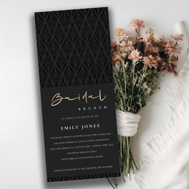 Invitación Elegante Moderno Art Deco Black Gold Bridal Brunch (Subido por el creador)
