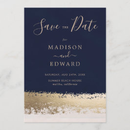 Invitación Elegante Moderno, Azul Marino, Hoja de Oro