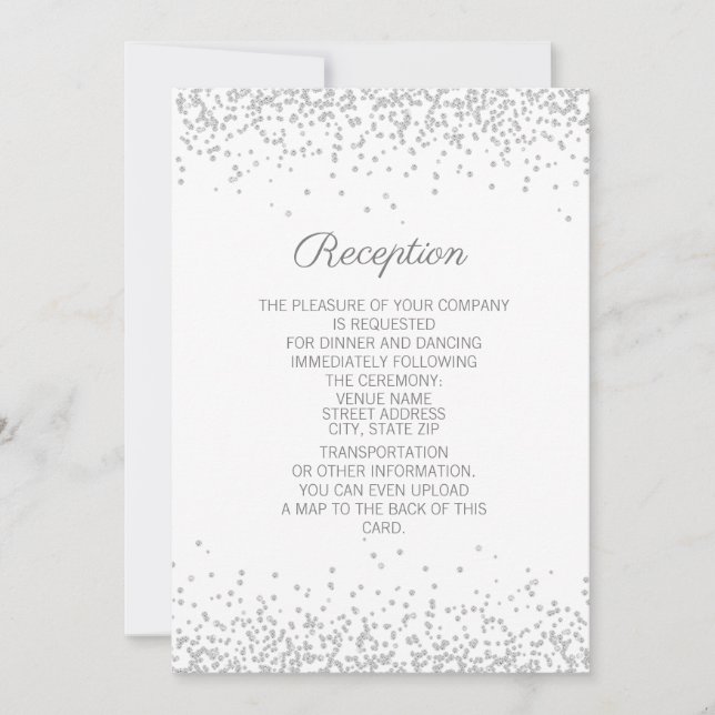 Invitación Elegante Moderno Blanco Brillo Recepción (Anverso)
