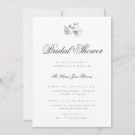Invitación Elegante Moderno BW Art Floral Bridal Ducha