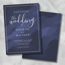 Elegante Moderno Clásico Aquarela Boda Azul Marino