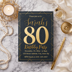 Invitación Elegante Moderno Cumpleaños Ochenta 80 Fiesta de H