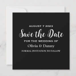 Invitación Elegante Moderno en Blanco y Negro Save The Date