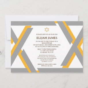 Invitación Elegante Moderno Estrella de David de Oro Bar Mitz