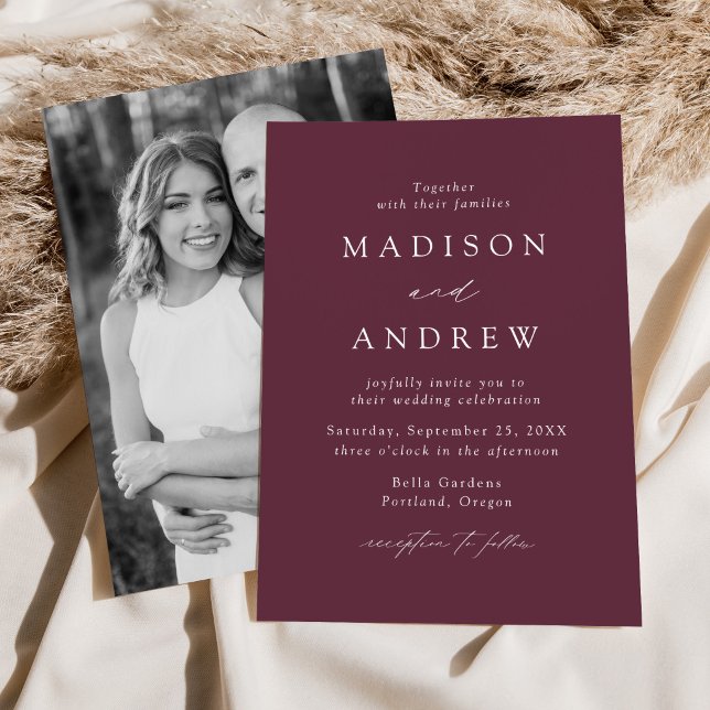 Invitación Elegante Moderno Foto de Boda Ciruela Púrpura (Subido por el creador)