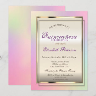 Invitación Elegante Moderno Genial Quinceañera Holográfica
