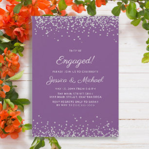 Invitación Elegante Moderno Glitter Morado Plateado Compromis