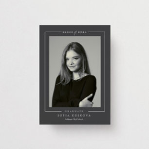 Invitación Elegante Moderno Gris y Blanco Foto de Graduación
