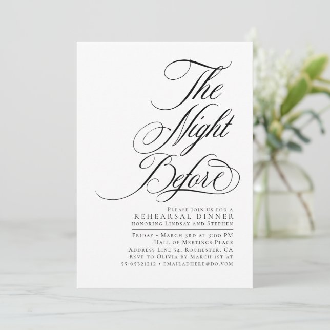 Invitación Elegante Moderno La Noche Antes De La Cena De Ensa (Anverso de pie)