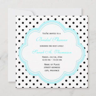 Invitación Elegante, moderno polka B&W pega la ducha de novia