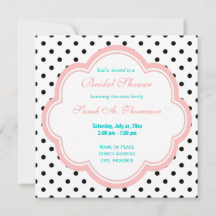 Invitación Elegante, moderno polka B&W pega la ducha de novia
