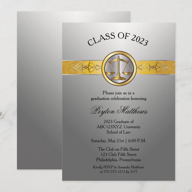 Invitación Elegante Moderno Regalo de Graduación de la Facult (Anverso / Reverso)