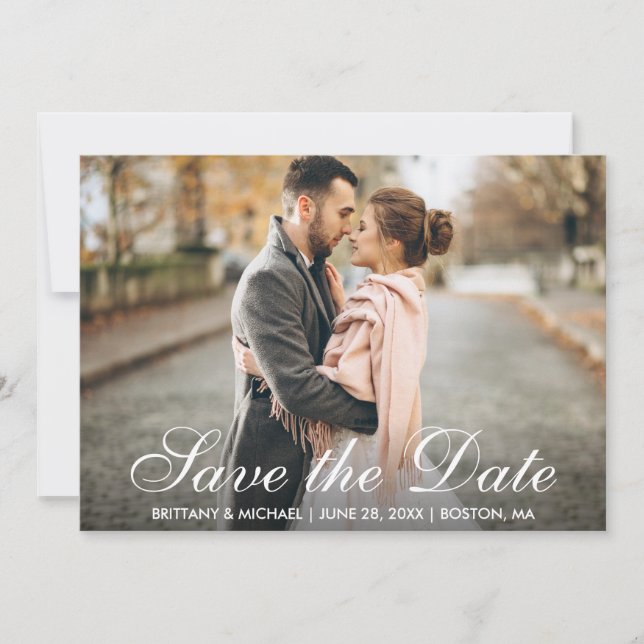 Invitación Elegante Moderno Save The Date Engagement Photo WS (Anverso)
