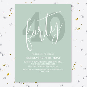 Invitación Elegante Moderno Verde Claro Blanco Script 40