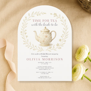 Invitación Elegante momento para té de boda con flores silves
