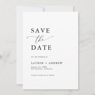 Invitación Elegante Mongram Black & White guardo la fecha