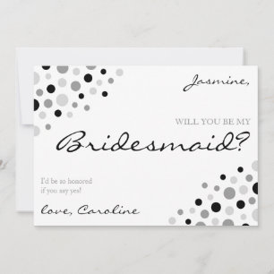 Invitación Elegante Monocromo blanco negro ser mi dama de hon