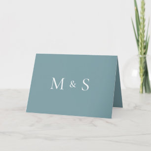 Invitación Elegante Monograma Azul Turquesa Doblez Boda Simpl