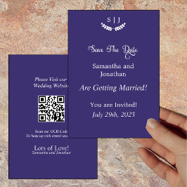 Invitación Elegante Monograma Blue Jewel Tone SaveDate Card