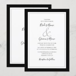 Invitación Elegante Monograma Boda blanco y negro