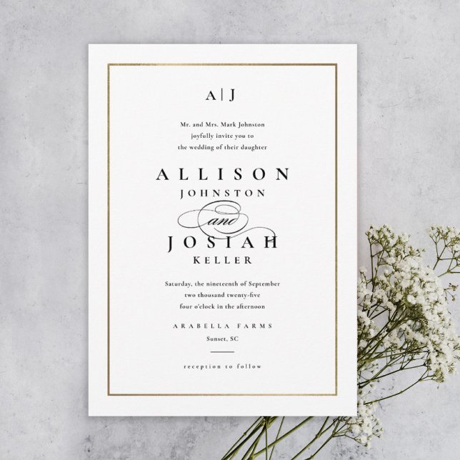 Invitación Elegante Monograma Boda de oro (Subido por el creador)