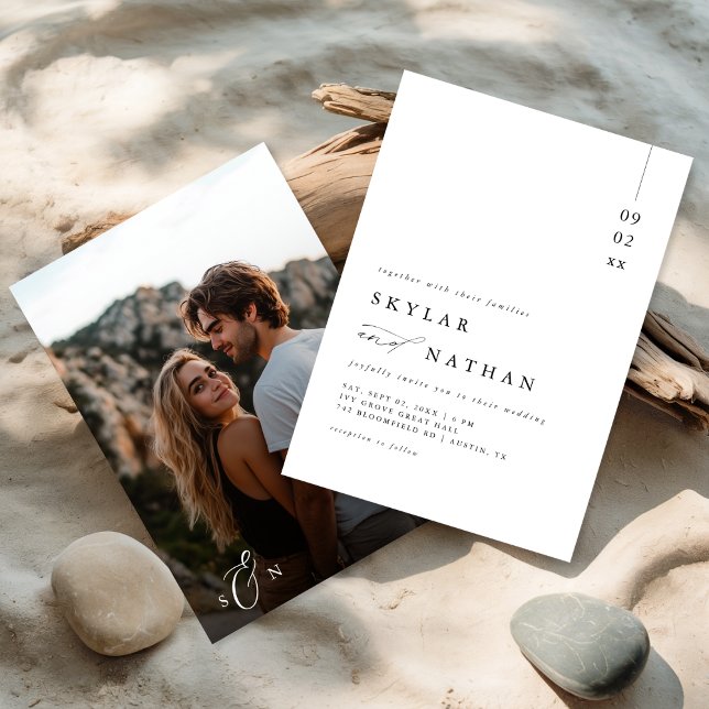 Invitación Elegante Monograma Boda de presupuesto de foto con (Subido por el creador)