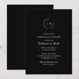 Invitación Elegante Monograma Boda Ensayo Cena Invitati
