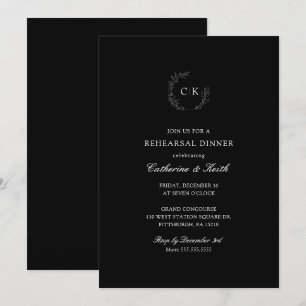 Invitación Elegante Monograma Boda Ensayo Cena Invitati